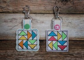 ITH Snap Tab Key Fob Flying Geese Quilt Block | Machine Embroidery Designs by JuJu