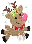 Flying Reindeer Girl Applique | Machine Embroidery Designs by JuJu