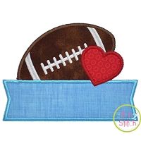 Football Heart Banner Applique Design | Machine Embroidery Designs by JuJu