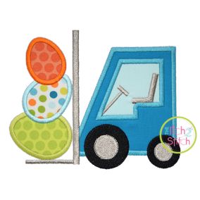 Itch 2 Stitch Forklift Easter Eggs Applique Digital Embroidery Machine Designs by JuJu