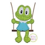 Froggie in the Swing Boy Applique | Machine Embroidery Designs by JuJu