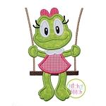 Froggie in the Swing Girl Applique | Machine Embroidery Designs by JuJu
