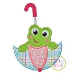 Frog in Umbrella Applique | Machine Embroidery Designs by JuJu