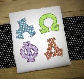 Funky Greek Applique Alphabet Machine Embroidery Designs by JuJu