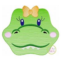Gator Face Girl Sketch Embroidery | Machine Embroidery Designs by JuJu