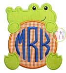 Gator Mascot Monogram Peeker Applique | Machine Embroidery Designs by JuJu