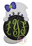 Ghost Peeker Girl Applique | Machine Embroidery Designs by JuJu