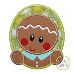 Gingerbread Oval Boy Applique | Machine Embroidery Designs by JuJu
