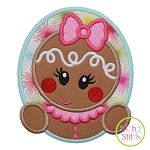 Gingerbread Oval Girl Applique | Machine Embroidery Designs by JuJu