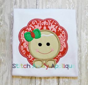 Gingerbread Girl Scallop | Machine Embroidery Designs by JuJu/ Stitch Away Applique 