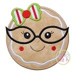 Gingerbread Glasses Girl Applique | Machine Embroidery Designs by JuJu