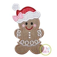 Gingerbread Santa Hat Girl Applique| Machine Embroidery Designs by JuJu