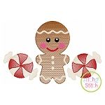 Gingerbread Trio Boy Sketch Embroidery | Machine Embroidery Designs by JuJu