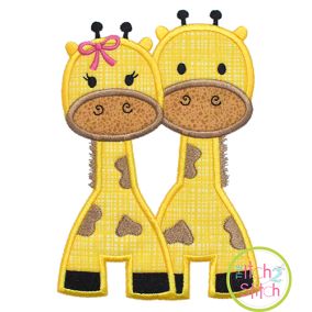 Giraffe Pair Applique Digital Machine Embroidery Designs by JuJu