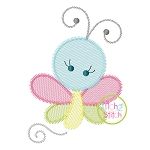 Girly Butterfly Sketch Embroidery | Machine Embroidery Designs by JuJu