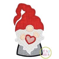 Gnome Holding Heart Boy Applique Design | Machine Embroidery Designs by JuJu