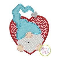 Gnome in Heart Boy Applique Design | Machine Embroidery Designs by JuJu