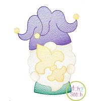 Gnome Mardi Gras Sketch Embroidery Design | Machine Embroidery Designs by JuJu