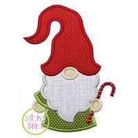 Gnome with Candy Cane Applique | Machine Embroidery Designs by JuJu