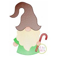 Gnome with Candy Cane Sketch Embroidery | Machine Embroidery Designs by JuJu