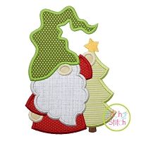 Gnome with Tree Applique | Machine Embroidery Designs by JuJu