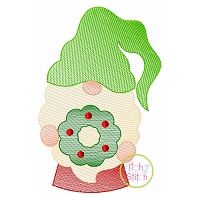 Gnome with Wreath Sketch Embroidery | Machine Embroidery Designs by JuJu