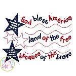 God Bless America Flag | Machine Embroidery Designs by JuJu