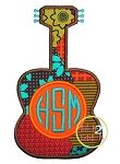 Guitar Monogram Applique | Machine Embroidery Designs by JuJu