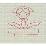 Cute Gymnasts Redwork Machine Embroidery Designs by JuJu