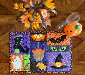 In The Hoop Halloween Placemat 2 | Machine Embroidery Designs by JuJu