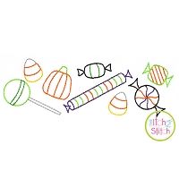 Halloween Candy Border Bean Embroidery | Machine Embroidery Designs by JuJu
