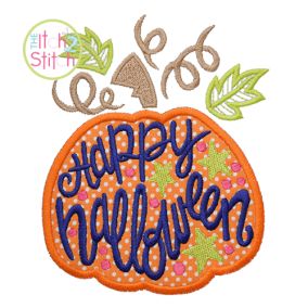 Happy Halloween Pumpkin Applique | Machine Embroidery Designs by JuJu