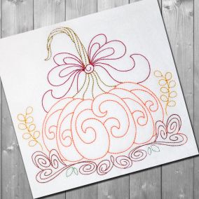 Harvest Pumpkin Bean Stitch Embroidery Design