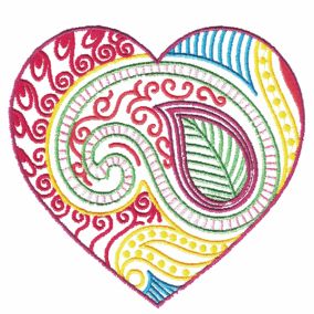 Mehndi Hearts Machine Embroidery Designs by JuJu