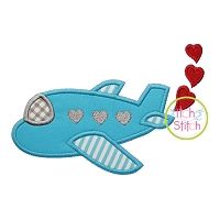 Heart Airplane Applique | Machine Embroidery Designs by JuJu