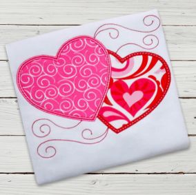 Double Hearts Applique | Machine Embroidery Designs by JuJu