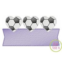 Heart Soccer Ball Trio Banner Sketch | Machine Embroidery Designs by JuJu