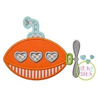 Heart Submarine Applique | Machine Embroidery Designs by JuJu