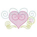 Heart Swirly Bow Motif Embroidery | Machine Embroidery Designs by JuJu