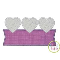 Heart Volleyball Trio Banner Applique Design | Machine Embroidery Designs by JuJu