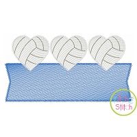 Heart Volleyball Trio Banner Sketch Embroidery Design | Machine Embroidery Designs by JuJu
