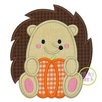 Hedgehog Pumpkin Boy Applique | Machine Embroidery Designs by JuJu