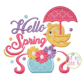 Itch 2 Stitch Hello Spring Bird Digital Embroidery Machine Designs by JuJu