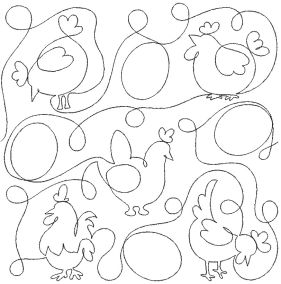 Hens And Eggs End-to-End Quilting Embroidery Design | Machine Embroidery Designs by JuJu