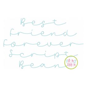 Best Friend Forever Script Bean Embroidery Font | Machine Embroidery Designs by JuJu
