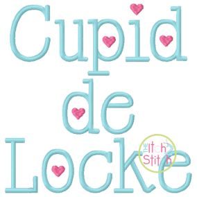 Itch 2 Stitch Cupid de Locke Font Digital Embroidery Machine Designs by JuJu