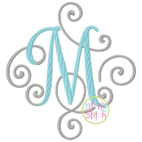Itch 2 Stitch Elegant Scroll Two Color Large Monogram Digital Embroidery Machine Designs by JuJu