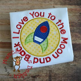 I Love You To The Moon | Machine Embroidery Designs by JuJu