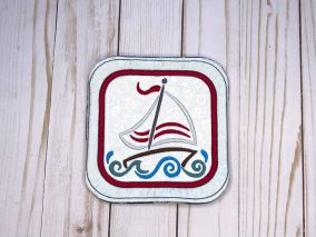 ITH Sailboat Square Coaster | Machine Embroidery Designs by JuJu