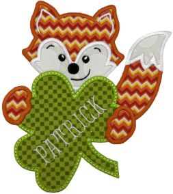 Peeking Shamrock Fox Applique | Machine Embroidery Designs by JuJu